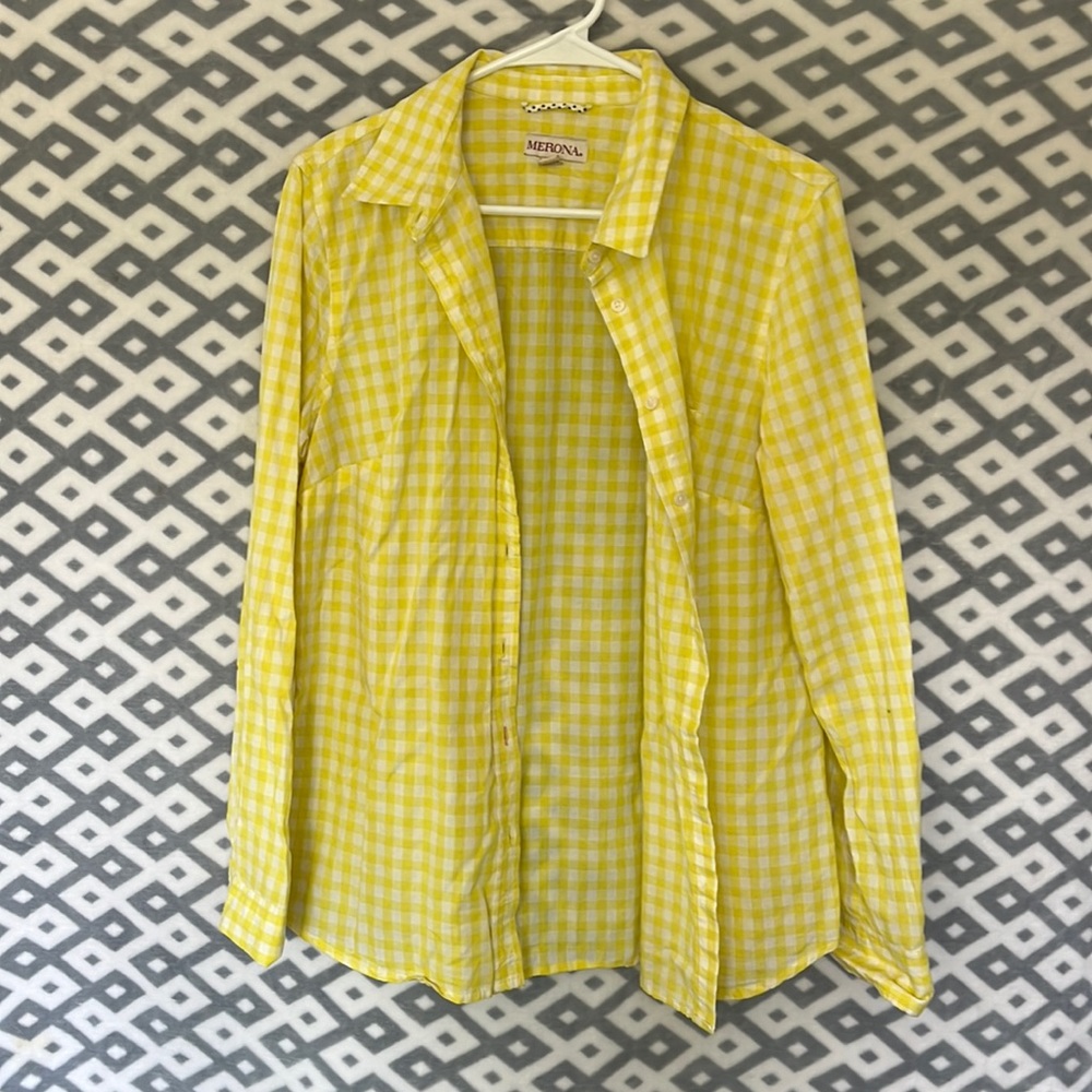 Merona Yellow Gingham Button Down